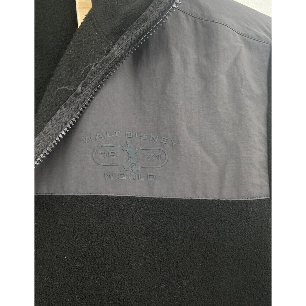 Authentic Walt Disney Parks Mickey Unisex Medium Fleece Jacket Black Gray Zip - Picture 2 of 4